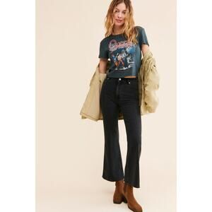 Rolla's Women's Size 26 Black Wash Raw Hem High Rise Eastcoast Crop Flare Jeans